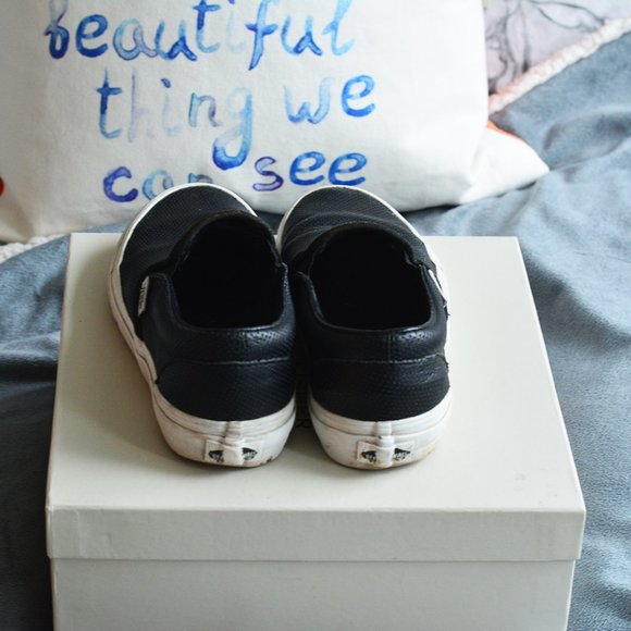 Vans Perf Leather Slip-On Shoe in Black - Picture 3 of 9